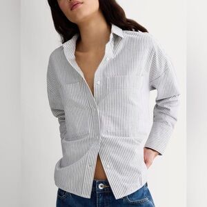 Everlane Boxy Oxford Blue Stripe XS
